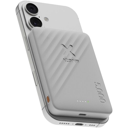 Xtorm Go2 15W powerbank 5000 mAh (124602) magnetische draadloze oplader van GRS-gerecycled kunststof met logo