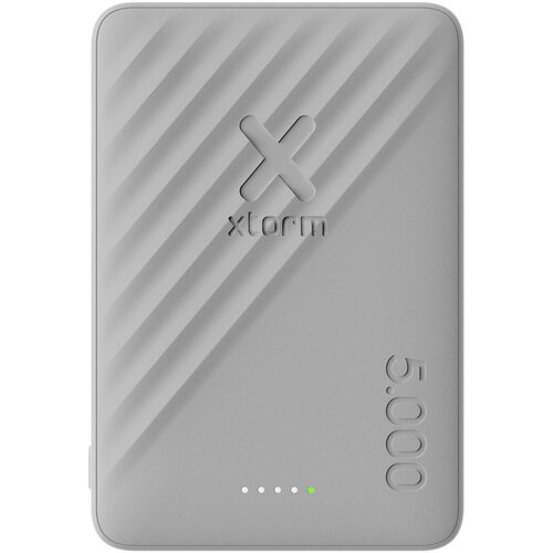 Xtorm Go2 15W powerbank 5000 mAh (124602) magnetische draadloze oplader van GRS-gerecycled kunststof met logo