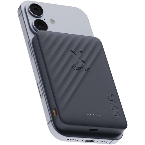 Xtorm Go2 15W powerbank 5000 mAh (124602) magnetische draadloze oplader van GRS-gerecycled kunststof met logo