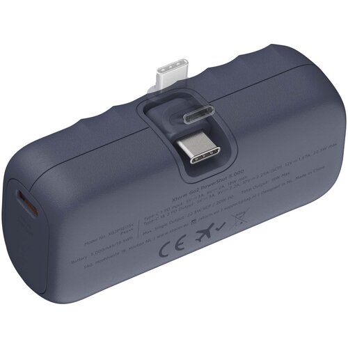 Xtorm Go2 PowerShot 20W powerbank 5000 mAh (124601) met uitklapbare USB-C-stekker en bedrijfslogo