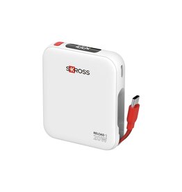 SKROSS Reload 5000 mAh powerbank (124622) met 20W snelladen, USB-C-kabel en digitaal display bedrukt met logo