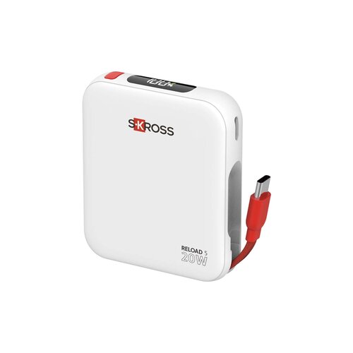 SKROSS Reload 5000 mAh powerbank (124622) met 20W snelladen, USB-C-kabel en digitaal display bedrukt met logo