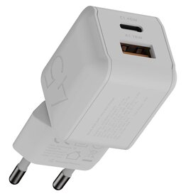 Xtorm NextGen 45W wandlader (124607) wit met USB-C en USB-A van gerecycled ABS gegraveerd met bedrijfslogo