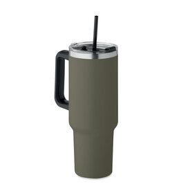 SUMA thermosbeker 1200 ml met handvat en rietje in donker marinegroen (MO2327)