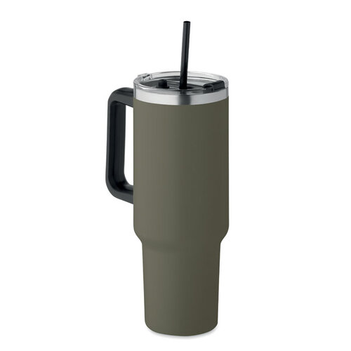 SUMA thermosbeker 1200 ml met handvat en rietje in donker marinegroen (MO2327)