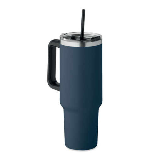 SUMA thermosbeker 1200 ml met handvat en rietje in donker marinegroen (MO2327)