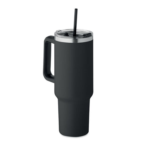 SUMA thermosbeker 1200 ml met handvat en rietje in donker marinegroen (MO2327)