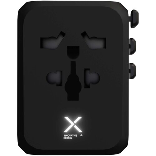 SCX.design T16 zwarte universele 33W reisadapter met USB-A en USB-C (2PX173)