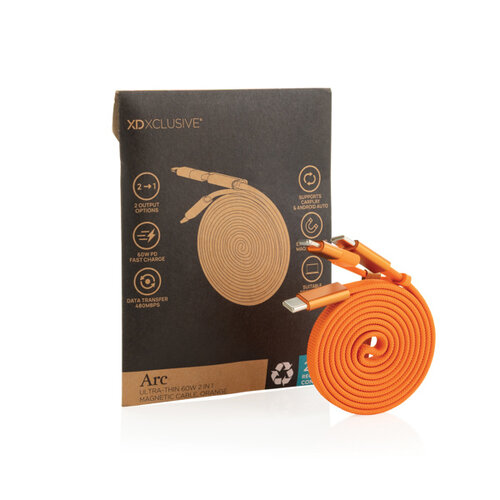 DéBlé Arc Ultra-thin RCS recycled 60W 2 in 1 magnetische kabel P302.91 bedrukken met logo
