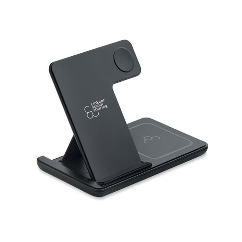 DéBlé DOCK3 3-in-1 inklapbaar draadloos laadstation 15W MO3172 bedrukt met logo