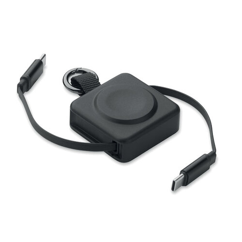 DéBlé SKILFUL intrekbare USB-C 100W oplaadkabel MO3145 met smartwatch-oplader bedrukt met logo