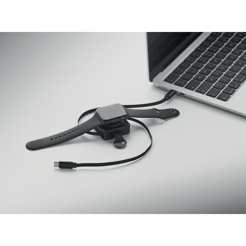DéBlé SKILFUL intrekbare USB-C 100W oplaadkabel MO3145 met smartwatch-oplader bedrukt met logo