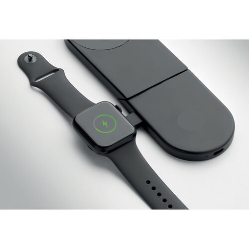 DéBlé ELASTI 3-in-1 inklapbaar draadloos laadstation 15W MO3206 bedrukt met logo