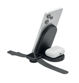 DéBlé ELASTI 3-in-1 inklapbaar draadloos laadstation 15W MO3206 bedrukt met logo