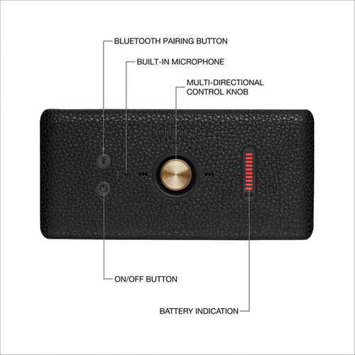 DéBlé Marshall Emberton III 31H+ Bluetooth speaker RB100688 zwart messing met 360 graden geluid