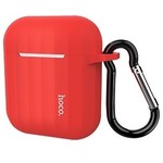 Hoco Hoco Hoesje voor de AirPods 1 & 2 + Haak en Koord - Rood