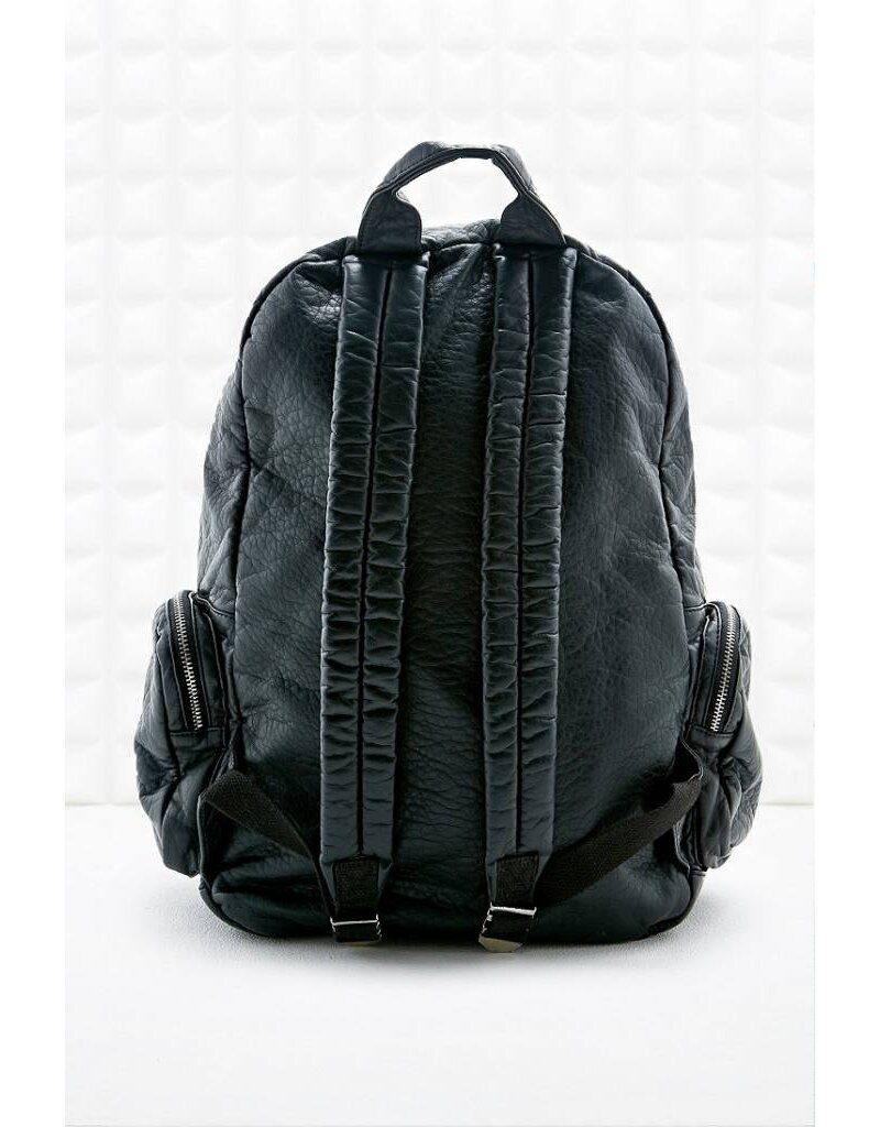 Black leather backpack