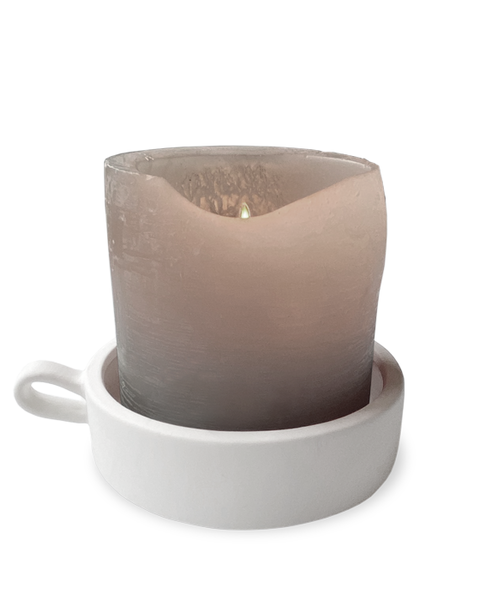 4 CLAY CANDLE TRAY WHITE