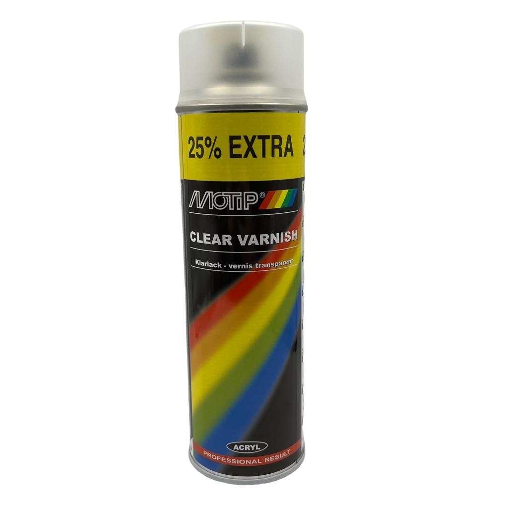 Motip Clear High Gloss Varnish Spray Paint – Acrylic Lacquer 500ml Aerosol (04009)