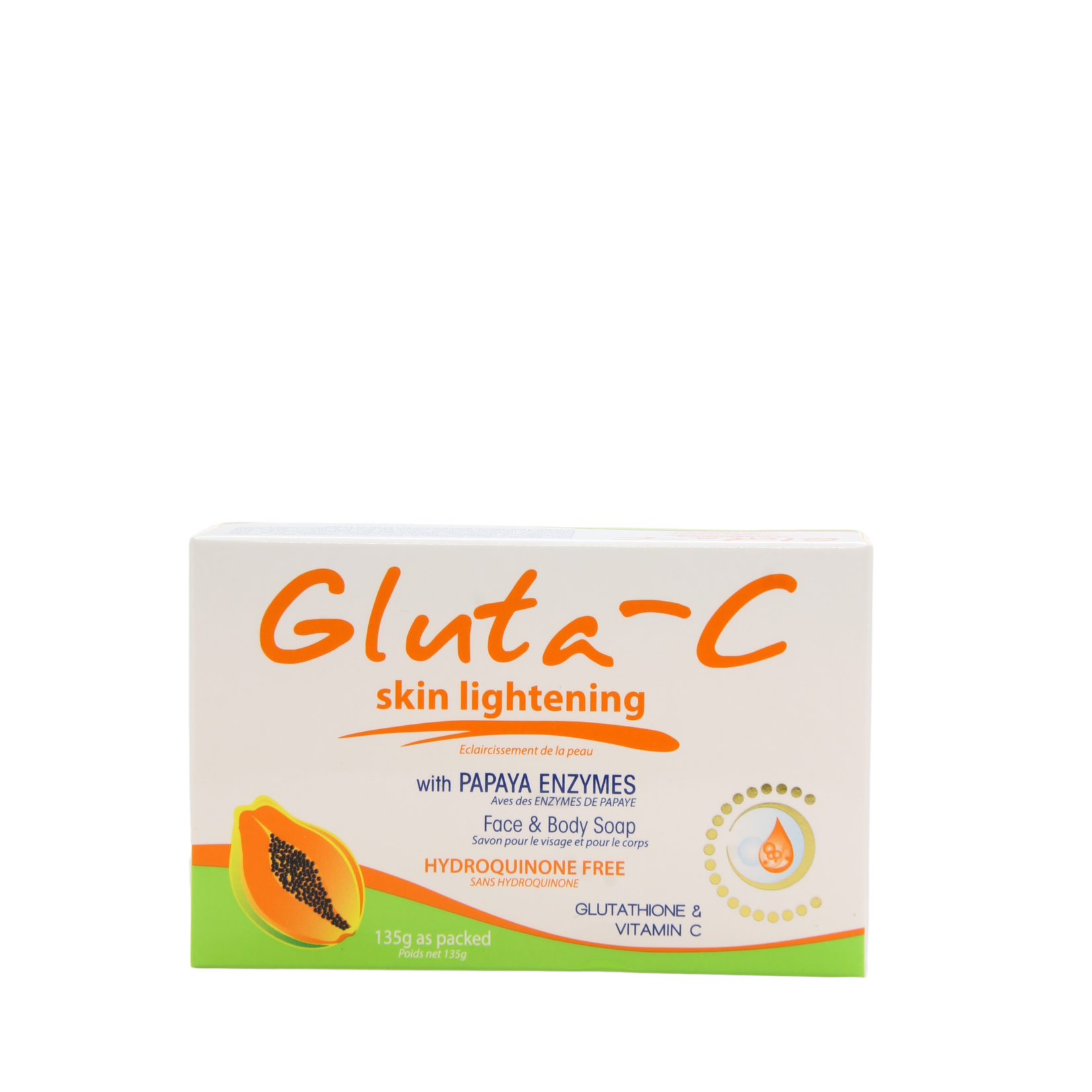 Gluta-C, voor een lichte, stralende en zachte huid! Savon à la papaye éclaircissant Gluta-C 135gr