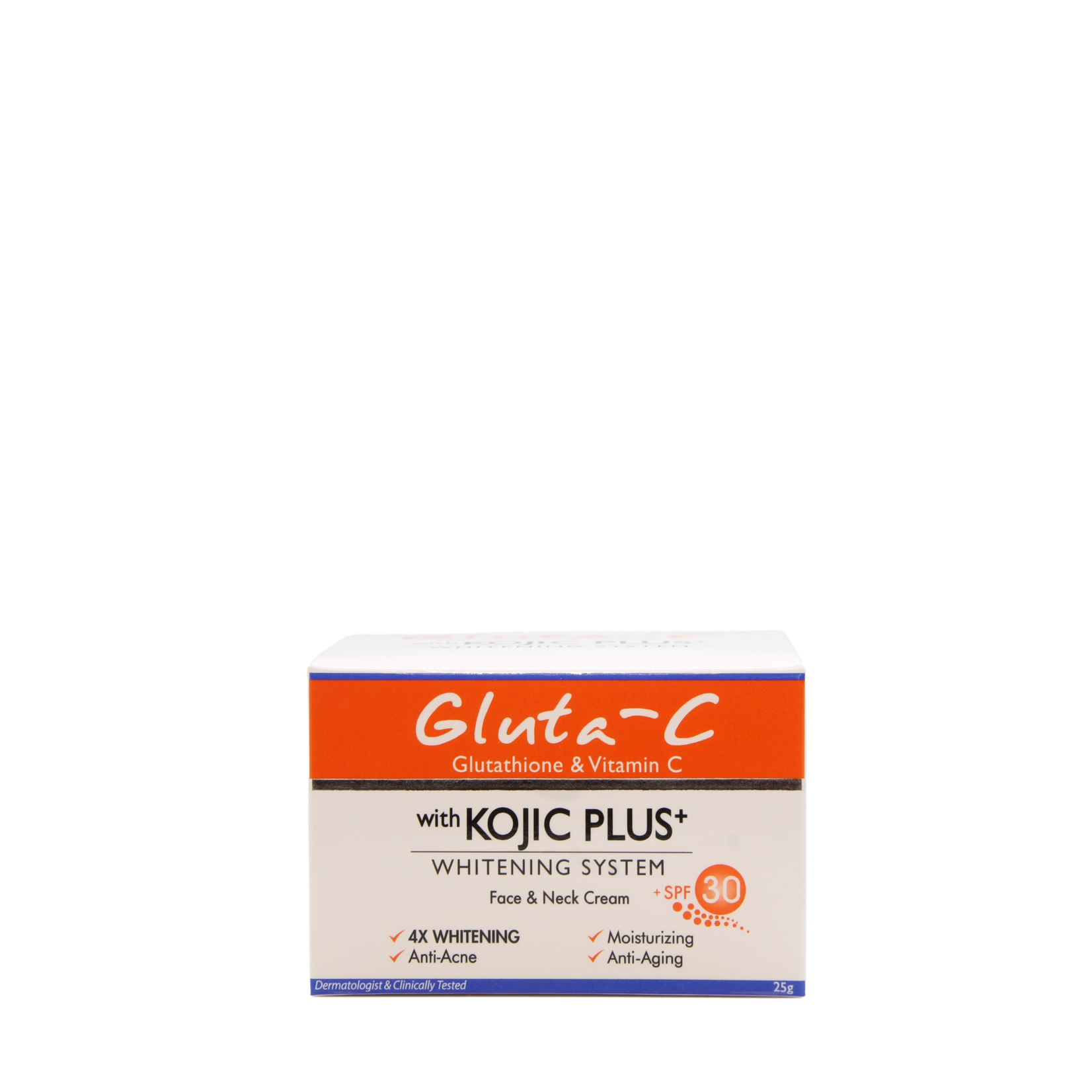 Gluta-C, voor een lichte, stralende en zachte huid! Crème éclaircissante visage et cou Gluta-C 4x SPF30 – 25 g – Anti-taches pigmentaires – Anti-taches brunes – Unifie le teint – Anti-âge – Crème de jour hydratante – Protection solaire