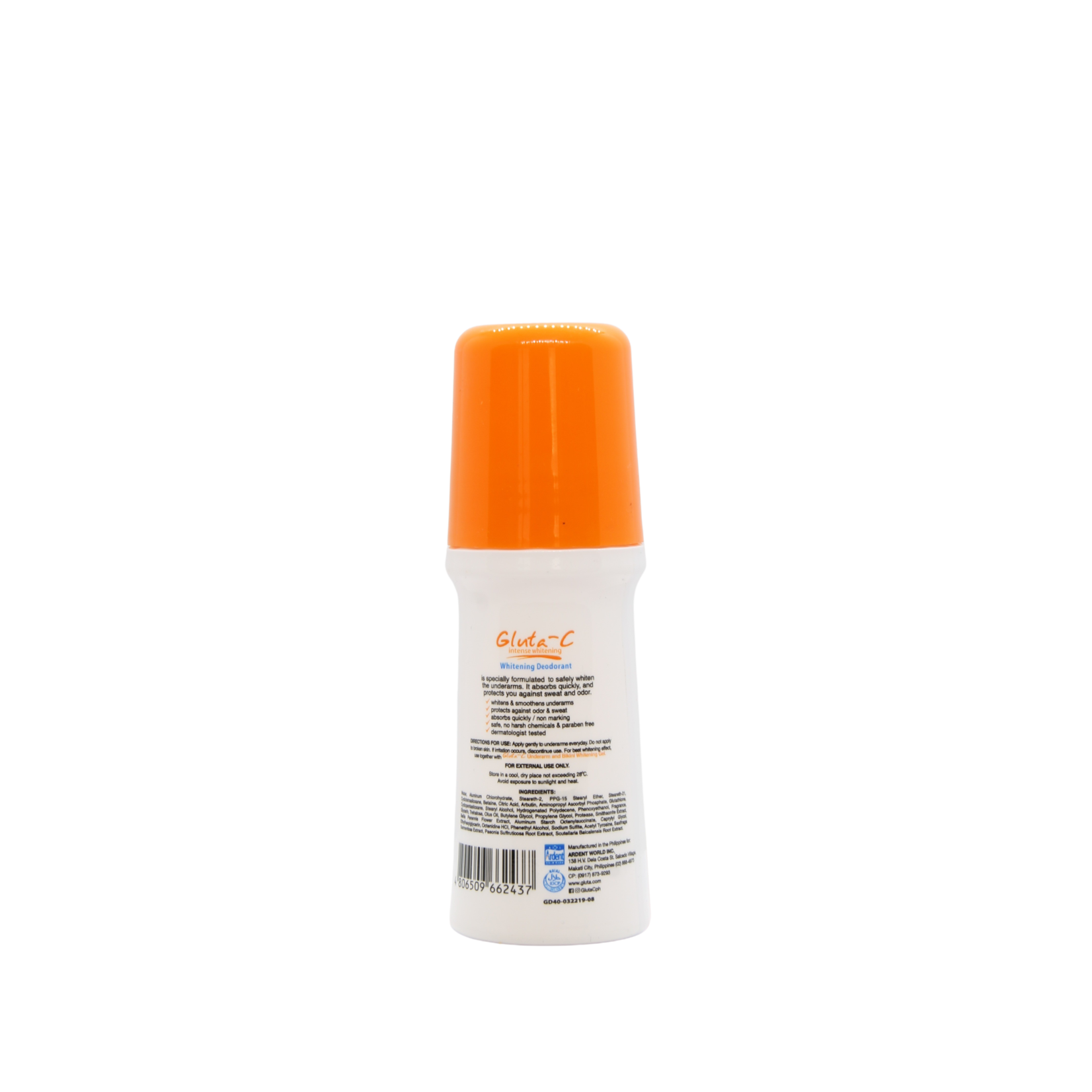 Gluta-C, voor een lichte, stralende en zachte huid! Déodorant éclaircissant Gluta-C en rouleau – 40 ml – Contre les aisselles foncées – Déodorant blanchissant – Déodorant éclaircissant et soignant – Anti-transpirant – Haleine fraîche et protection – Soin quotidien de la peau