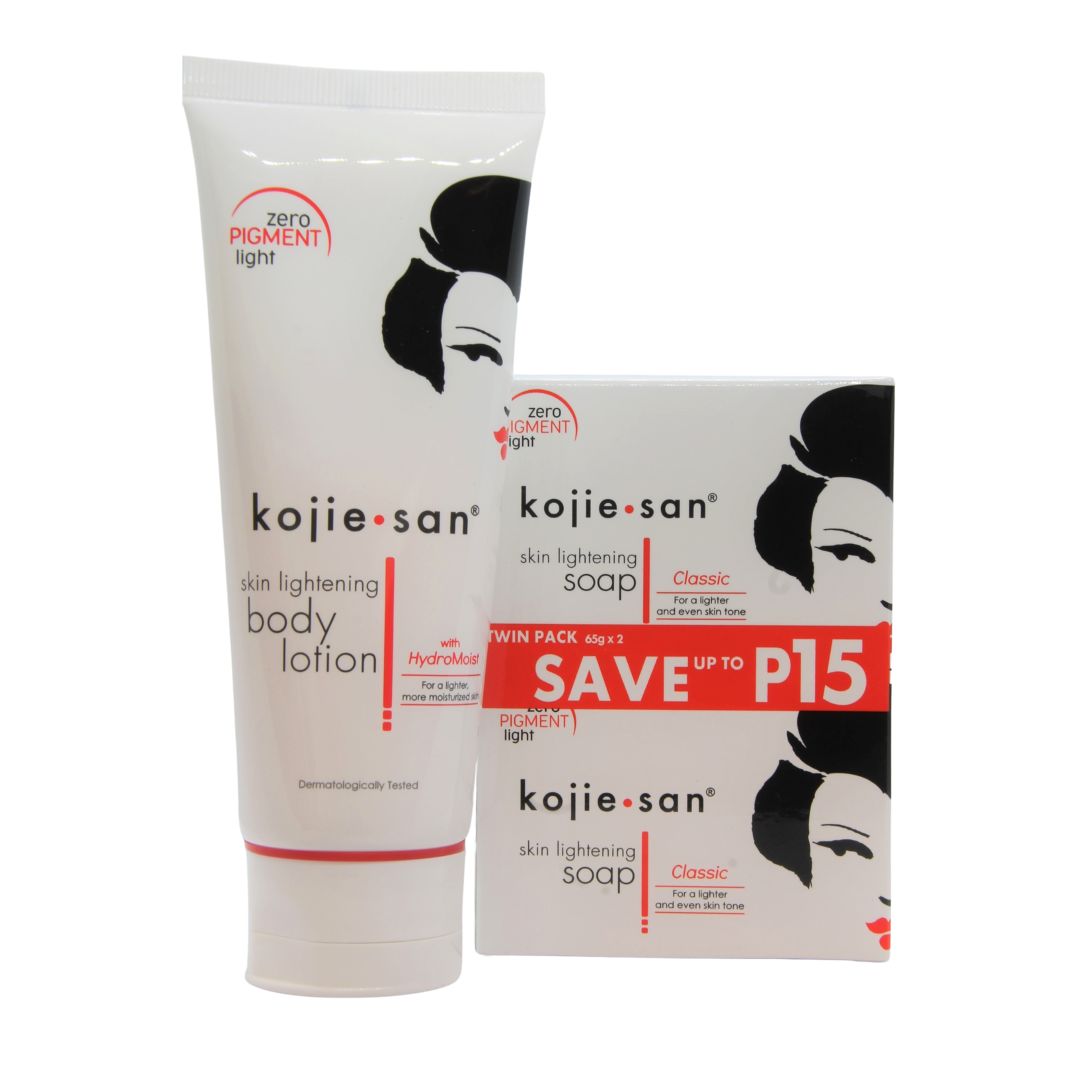 Kojie San, nummer één in anti-pigment producten! Forfait d'introduction Kojie San savon éclaircissant pour la peau + lotion