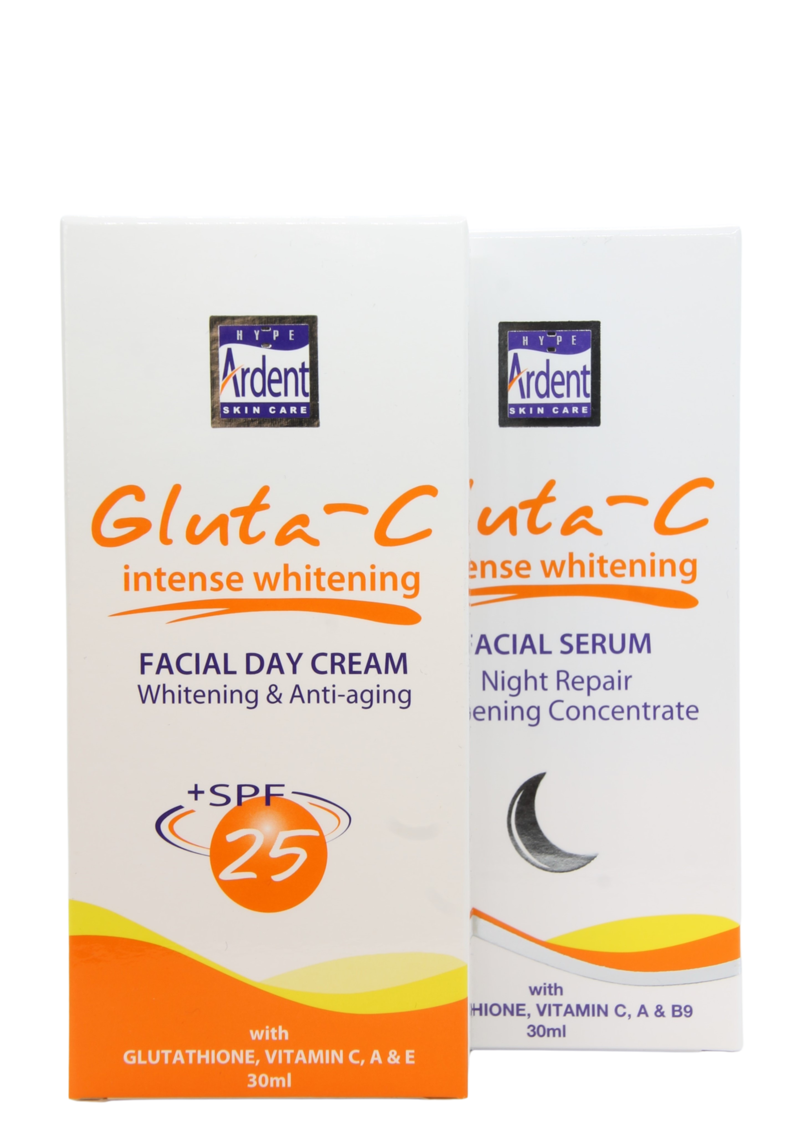 Gluta-C Gluta-C Skin Lightening Facial Serum Night Repair samen met de Gluta-C dagcrème 30ml