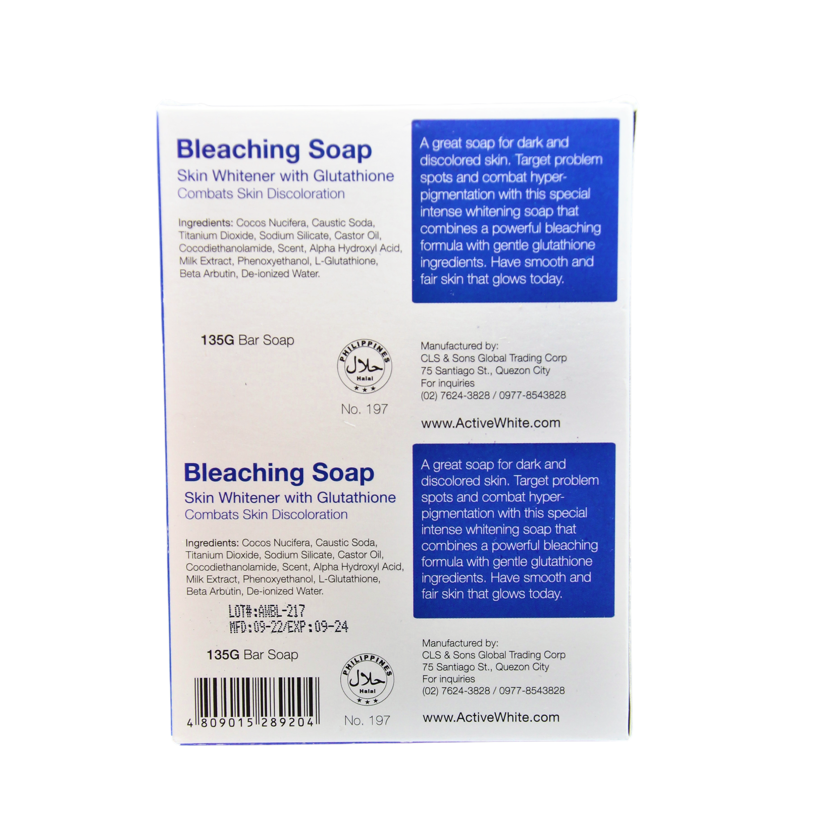 ActiveWhite ActiveWhite Bleaching Soap, 2 x 135 grams