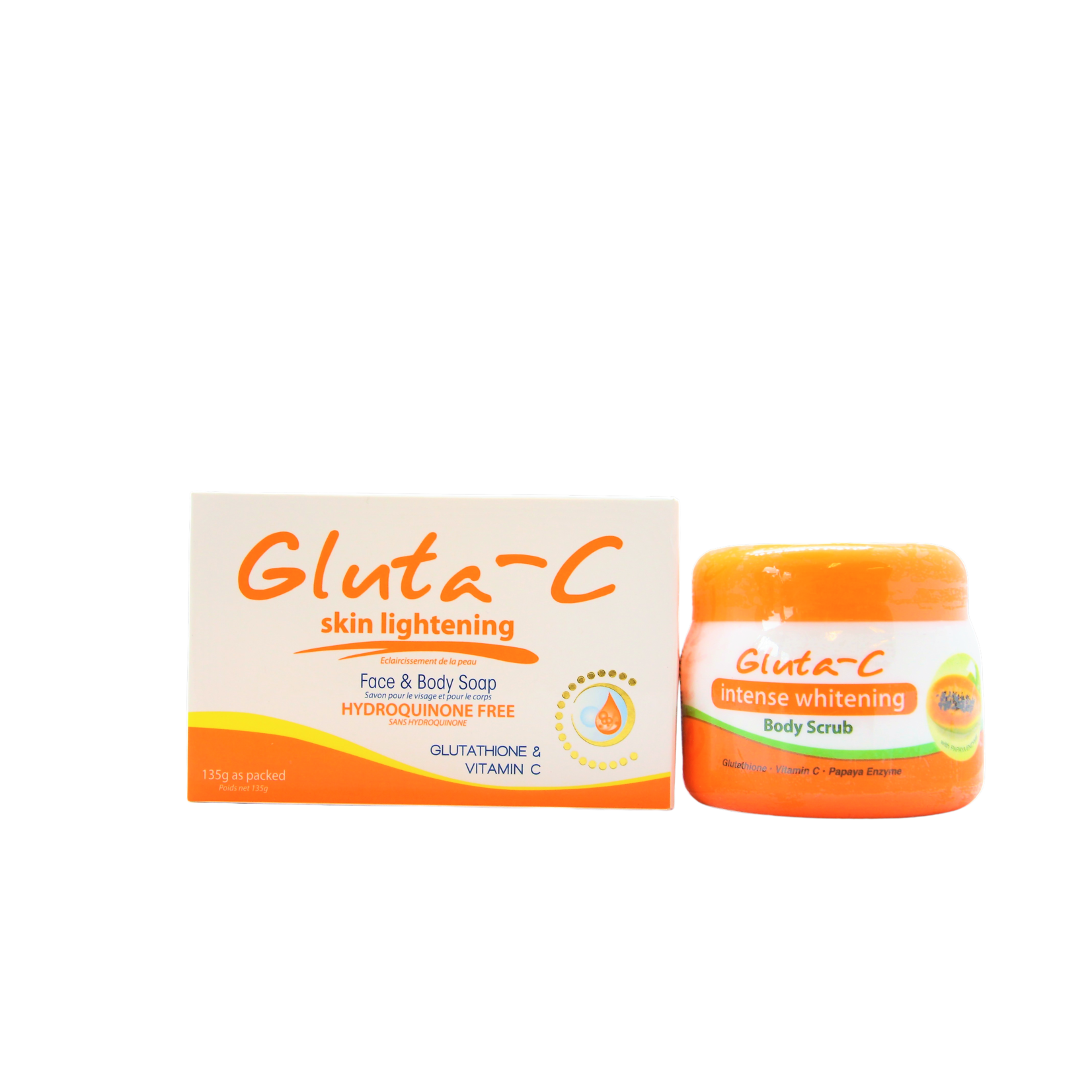 Gluta-C, voor een lichte, stralende en zachte huid! Gluta-C intense skin lightening body scrub 120 gr + zeep