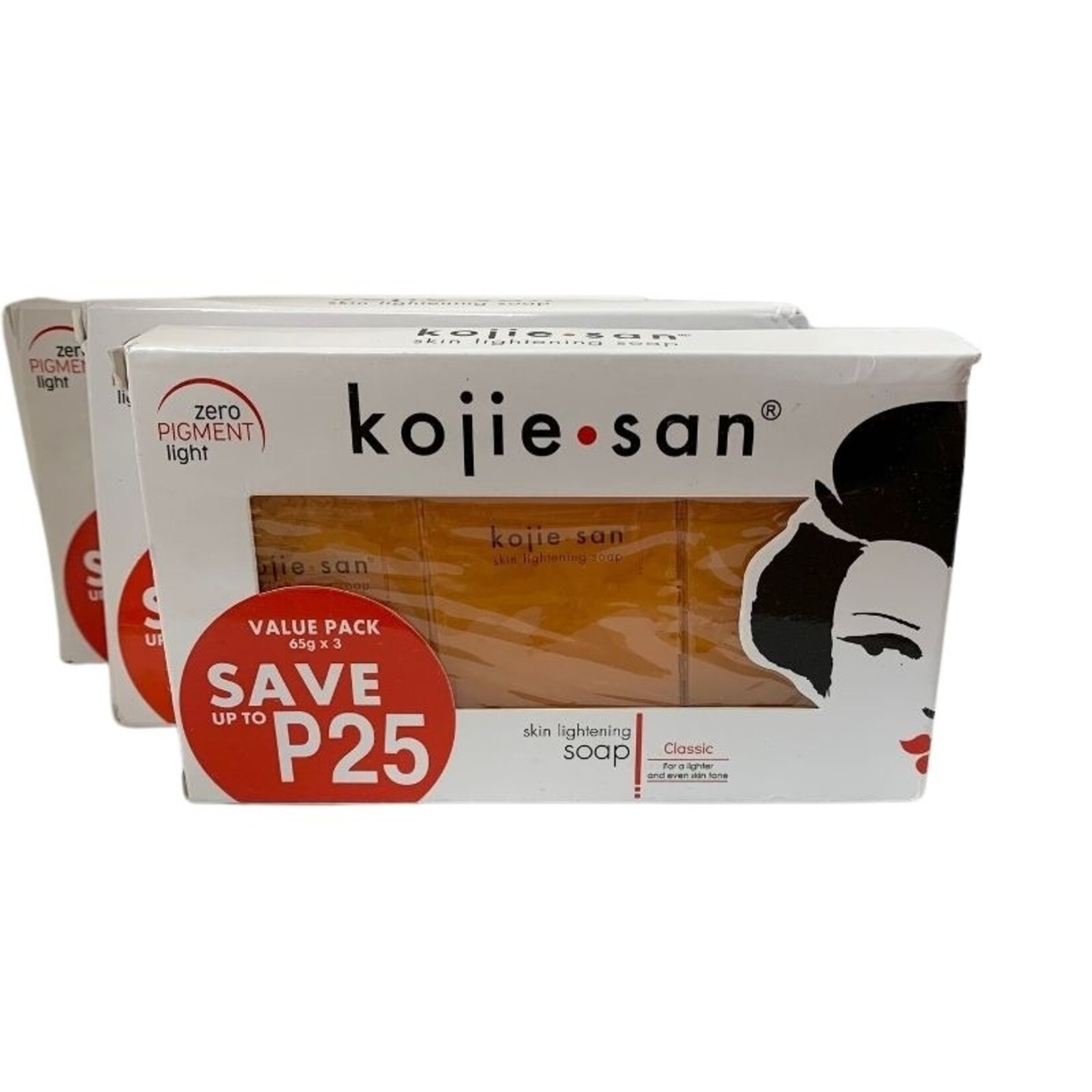 Kojie San, nummer één in anti-pigment producten! Savon éclaircissant pour la peau Kojie San 3 x 65 grammes, obtenez-en maintenant 3 = payez 2