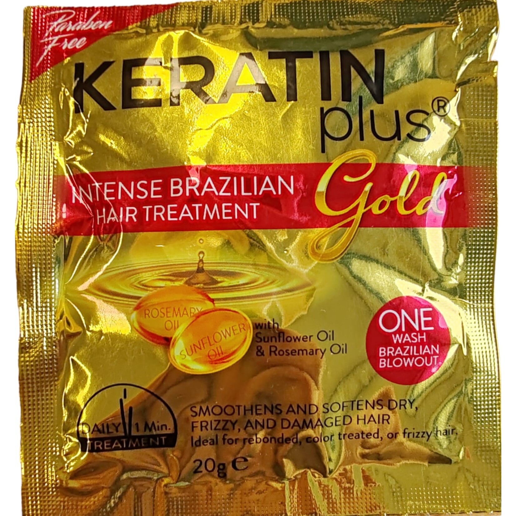 Keratin Plus Traitement capillaire brésilien intense Keratin Plus, 20 grammes GRATUITS