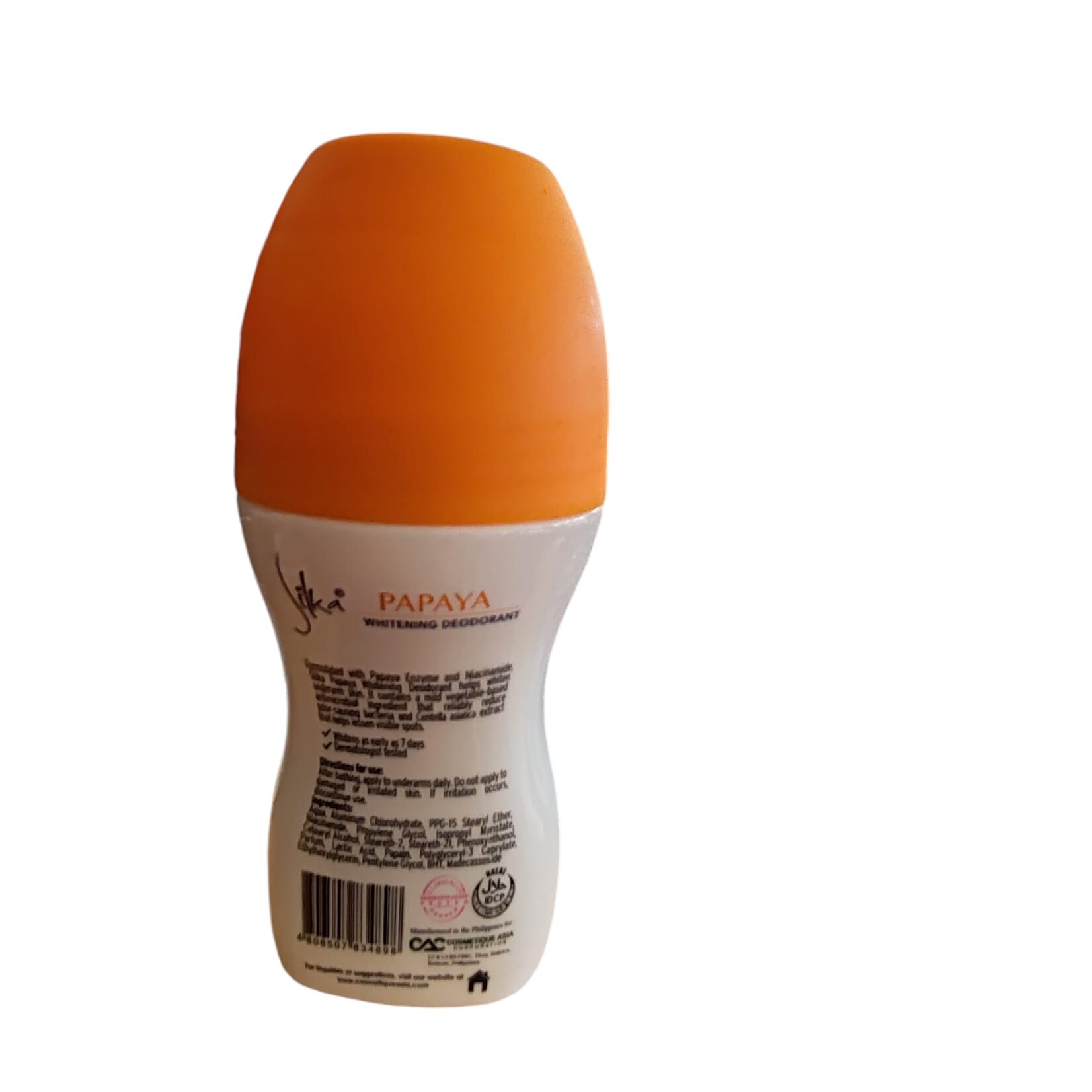 Silka, Al na zeven dagen een lichtere huid! Silka skin lightening deodorant roller papaya 40ml