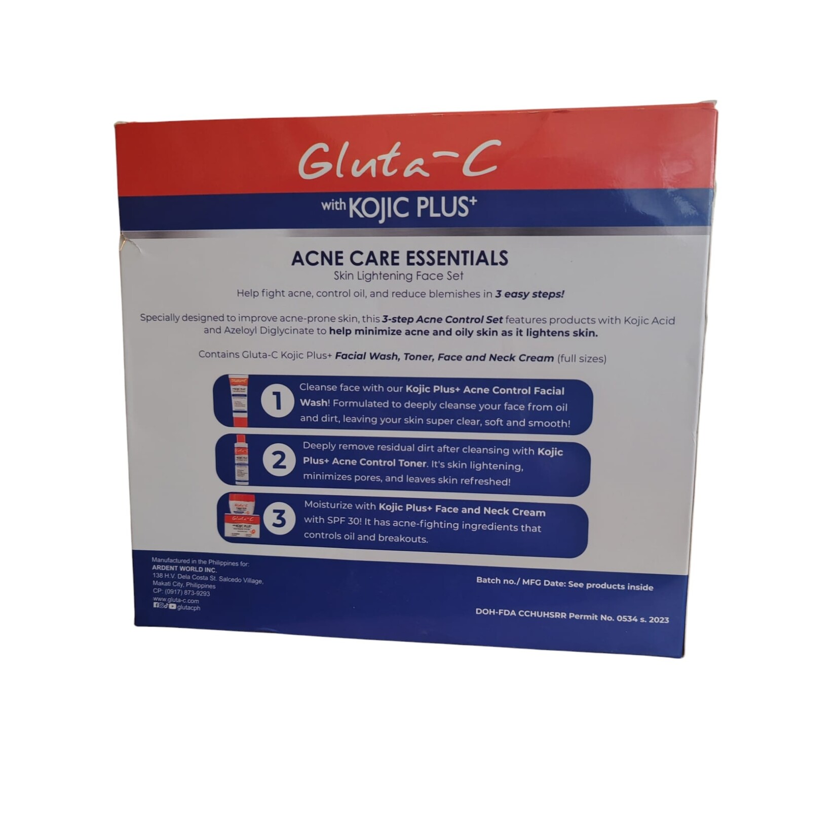 Gluta-C, voor een lichte, stralende en zachte huid! Les essentiels du paquet de bienfaits contre l'acné Gluta C
