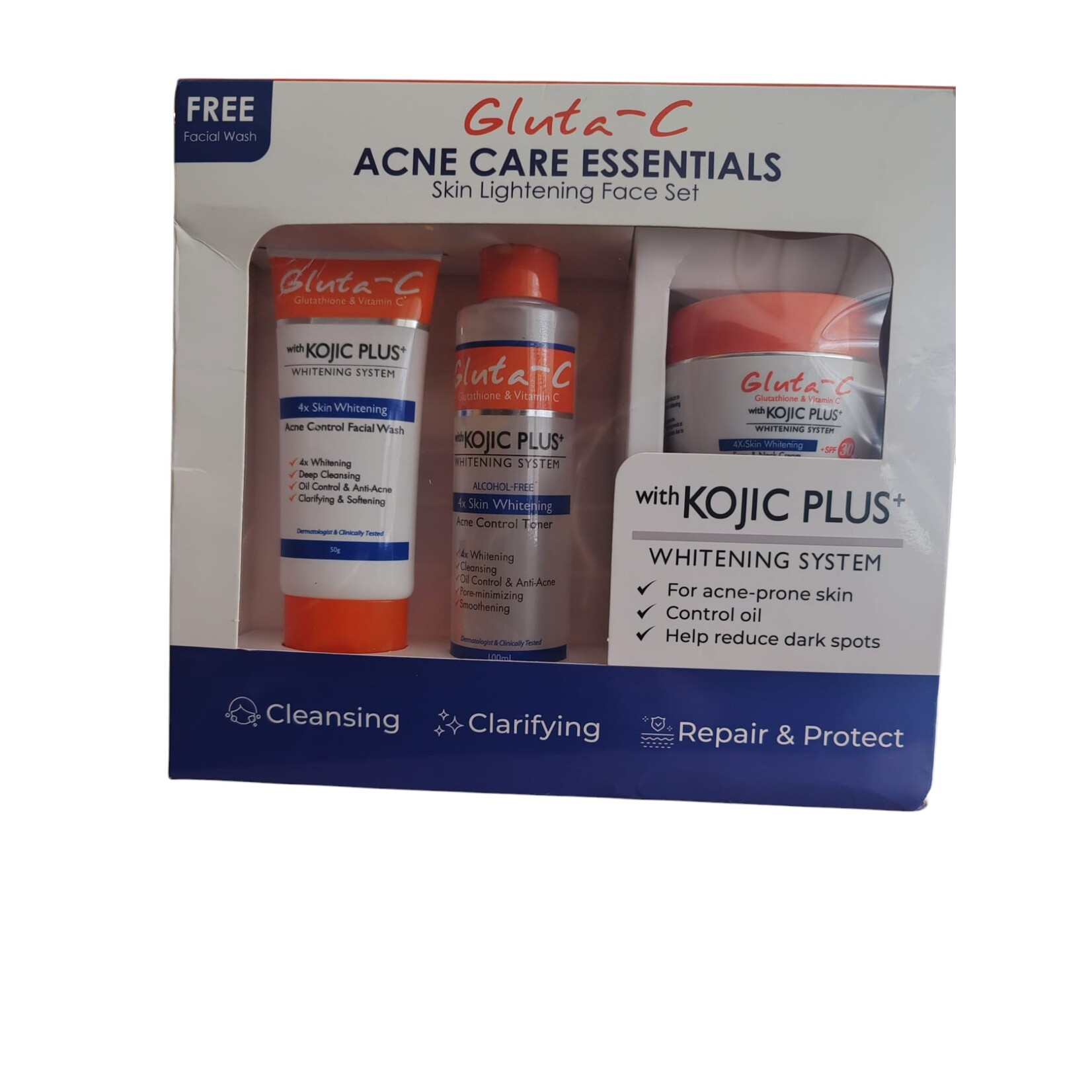 Gluta-C, voor een lichte, stralende en zachte huid! Les essentiels du paquet de bienfaits contre l'acné Gluta C
