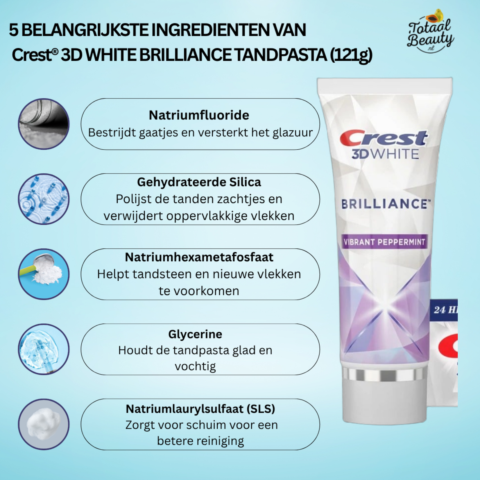 Crest, de nummer één pasta voor de gezondste prachtige lach! Crest 3D White Brilliance toothpaste 121 gr