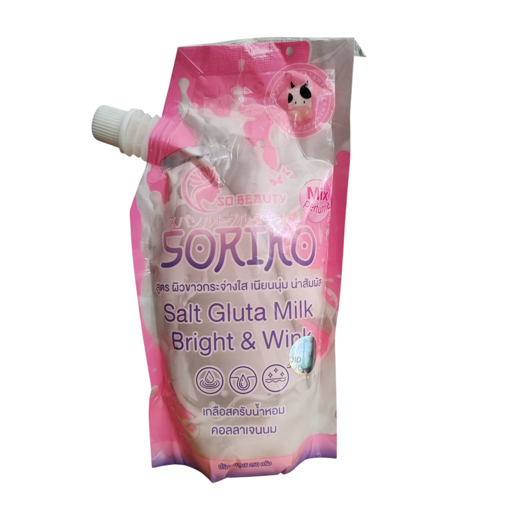 totaal beauty Soriko Salt Gluta Milk Bright & Milk Scrub – 250g – Skin Lightening Body Scrub – Tegen Pigmentvlekken – Donkere Vlekken Verwijderaar – Egale Huid – Whitening & Exfoliërend – Hydraterend & Voedend