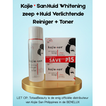 Kojie San, nummer één in anti-pigment producten! Savon éclaircissant Kojie San 2 x 65 g + Nettoyant éclaircissant + Tonique – Coffret complet de soins du visage – Anti-pigmentation – Élimine les taches brunes – Unifie le teint – Lot éclaircissant – Anti-acné – Hydratant et rafraîchissant**