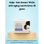 Kojie San, nummer één in anti-pigment producten! Kojie San Dream White Anti-Aging Nachtcrème – 30g – Skin Lightening Gezichtscrème – Tegen Pigmentvlekken – Donkere Vlekken Verwijderaar – Egale Huid – Hydraterend & Voedend – Kojic Acid Gezichtsverzorging