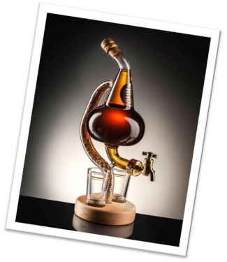 Stylish Whisky Pot Still Refillable Rum / Whisky Decanter with Tap & 2 Glasses (350ml)