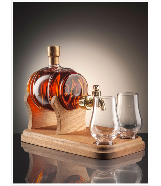 Stylish Whisky Whisky / Rum Barrel Glass navulbare Decanter & 2 glazen (350ml)