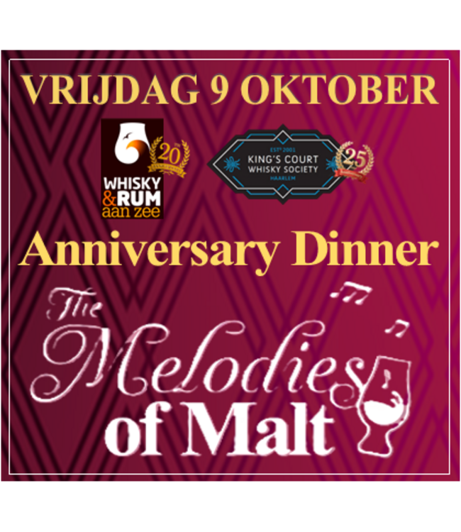 'Melodies of Malt' Whisky & Rum aan Zee / Kings Court Whisky Society Anniversary Diner