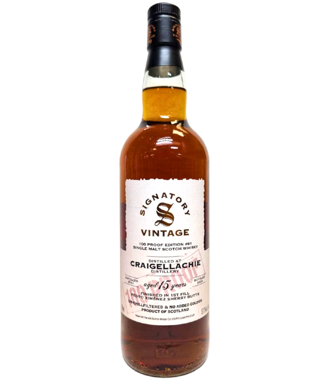 Signatory Craigellachie 15YO PX Sherry butt - 100proof (57.1%)