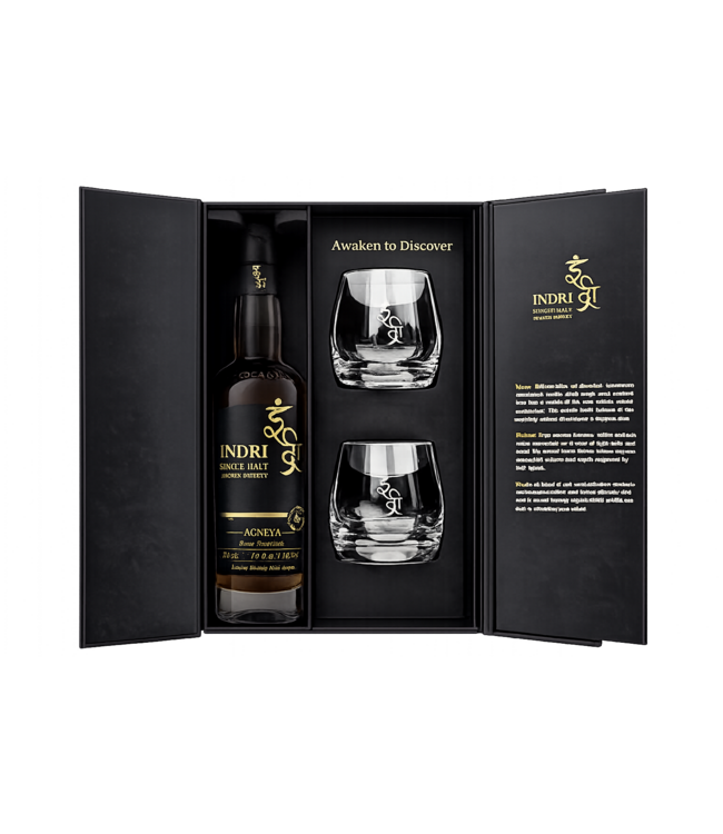 Indri Agneya Single Malt Gift Pack met 2 glazen (46%)