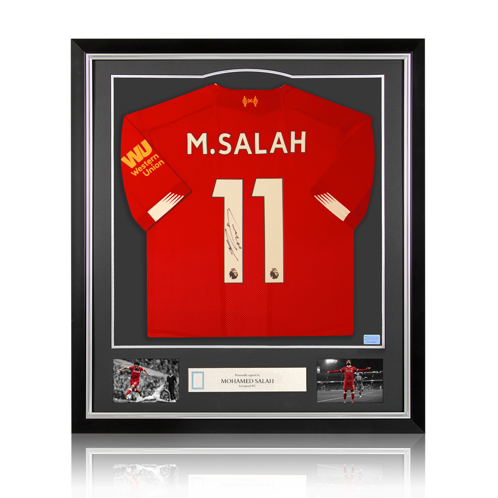 vrede keten Jeugd Mohamed Salah gesigneerd Liverpool shirt - ingelijst - De Hand Van Maradona