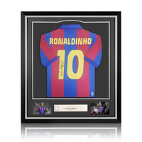 Ronaldinho gesigneerd FC Barcelona shirt - ingelijst