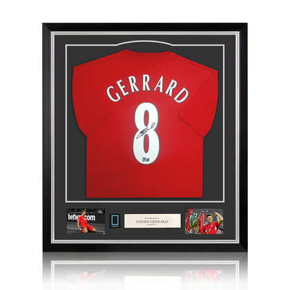 Steven Gerrard gesigneerd Liverpool shirt 2005 - ingelijst