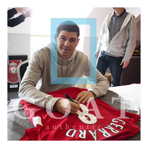 Steven Gerrard gesigneerd Liverpool shirt 2005 - ingelijst