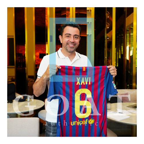 Xavi gesigneerd FC Barcelona shirt 2011-12 - ingelijst
