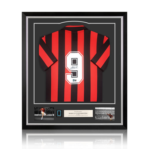 Marco van Basten gesigneerd AC Milan shirt - ingelijst